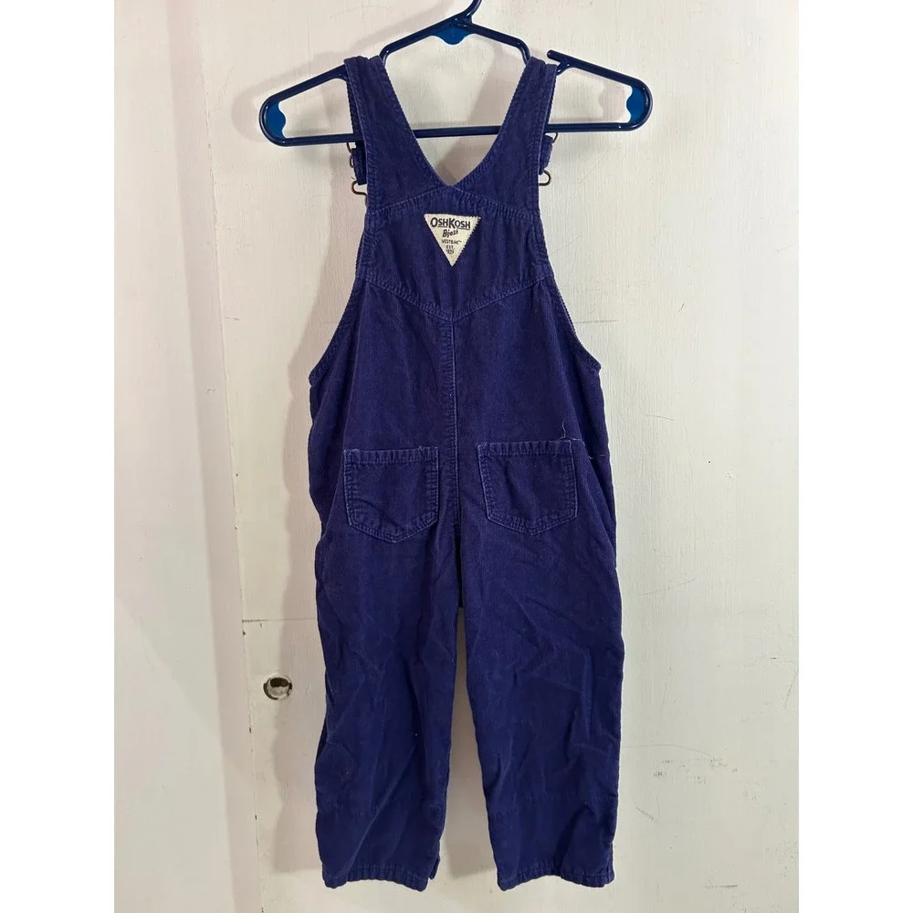 OshKosh B'gosh Corduroy Overalls 18M Purple Plaid Lined Vestbak Kids